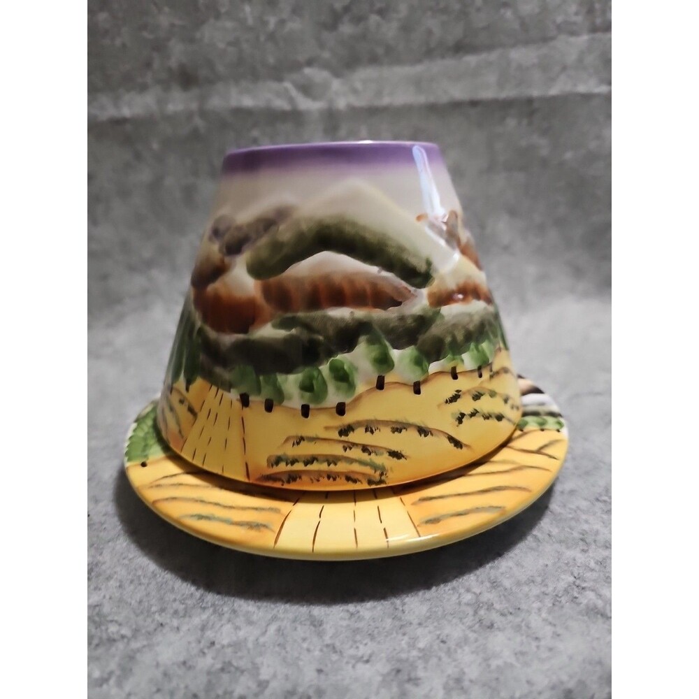 Yankee Candle Shade And Plate ~Tuscsn Countryside. Country, Cottage